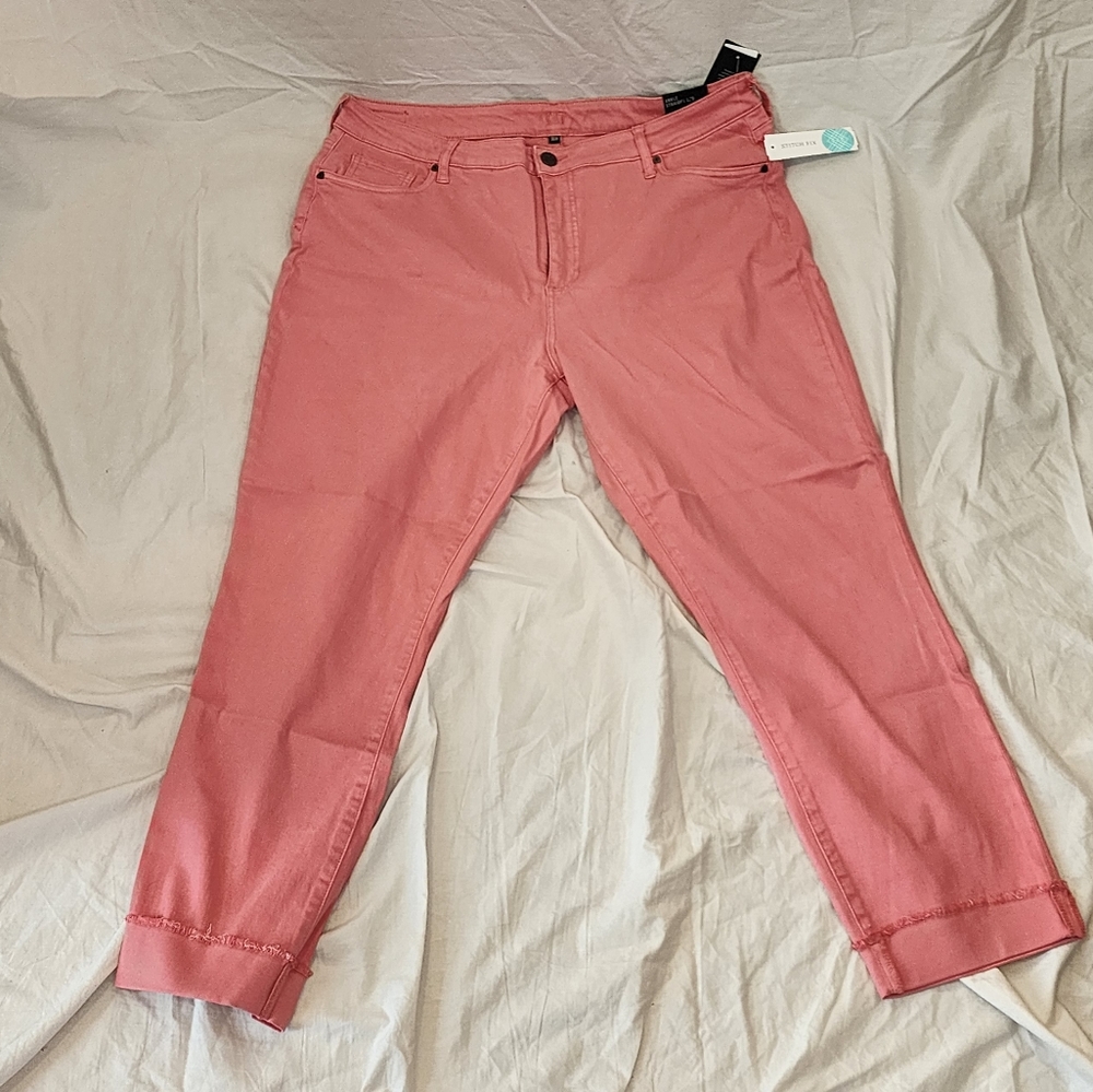 Ankle straight leg pants soft coral 18W